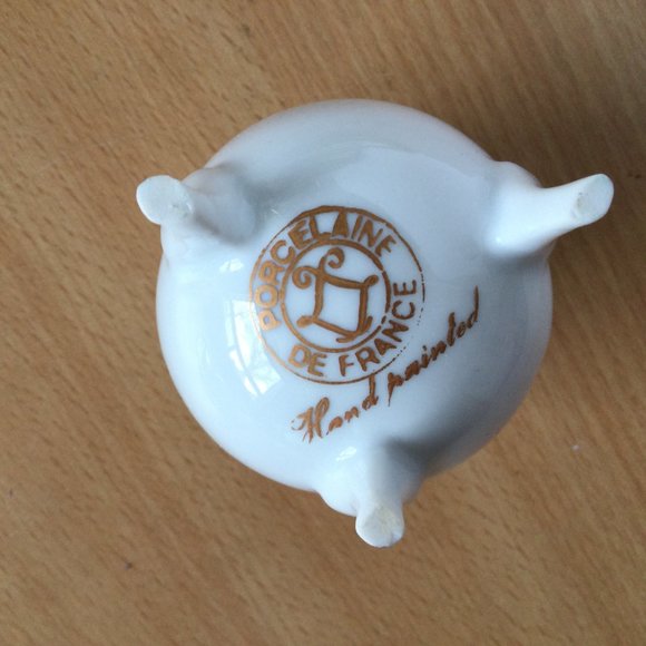 Vintage plates, egg server Porcelain de France gold leaf & flower lot of three - Picture 8 of 8